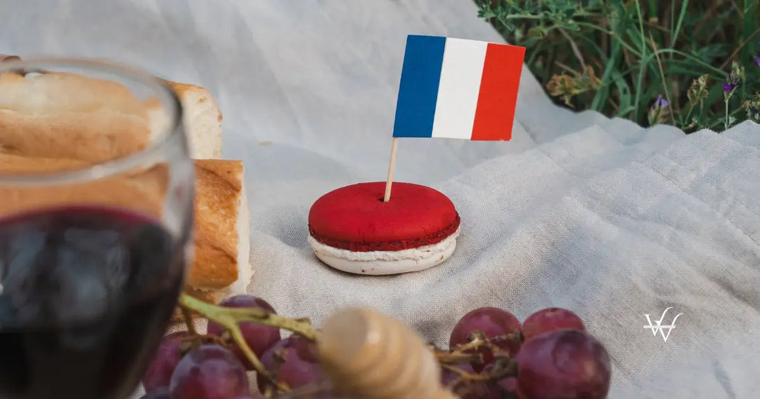 a macaron with a french flag