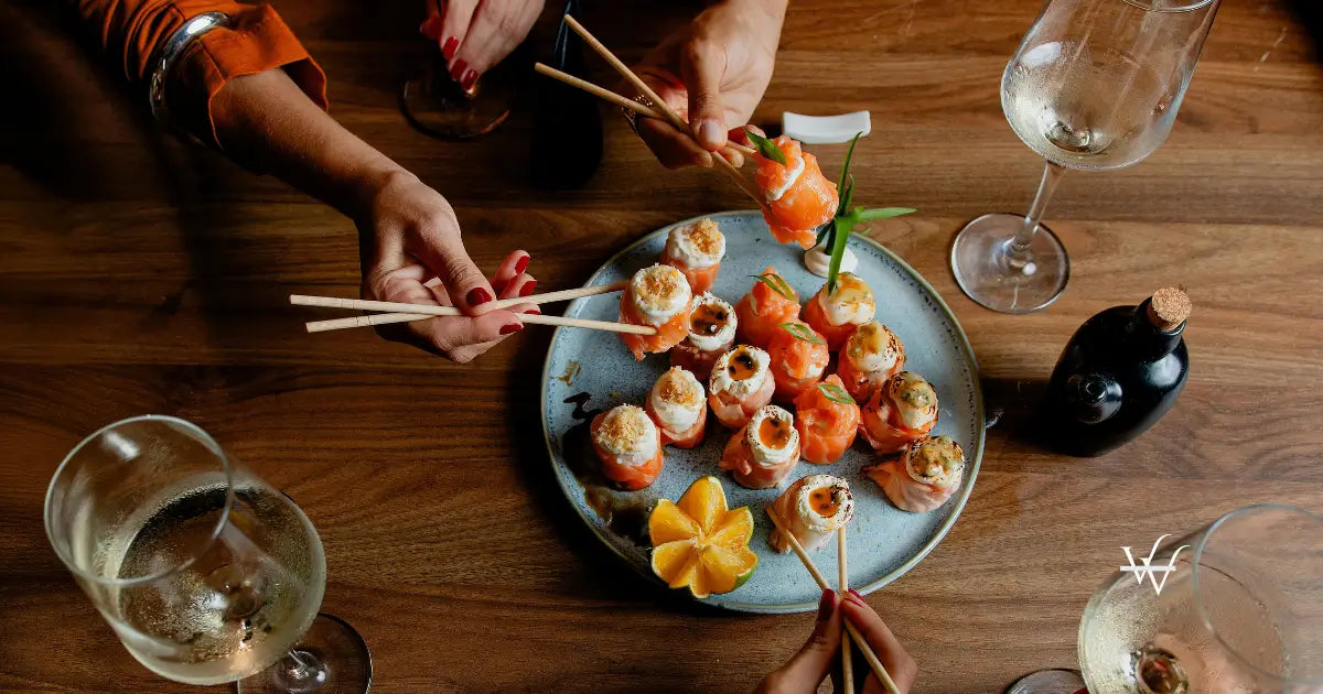 elegant sushi dining experience with wine
