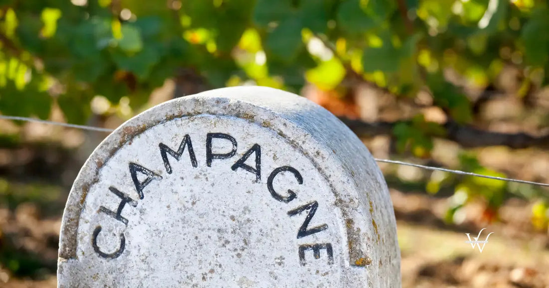 stone champagne vineyard sign