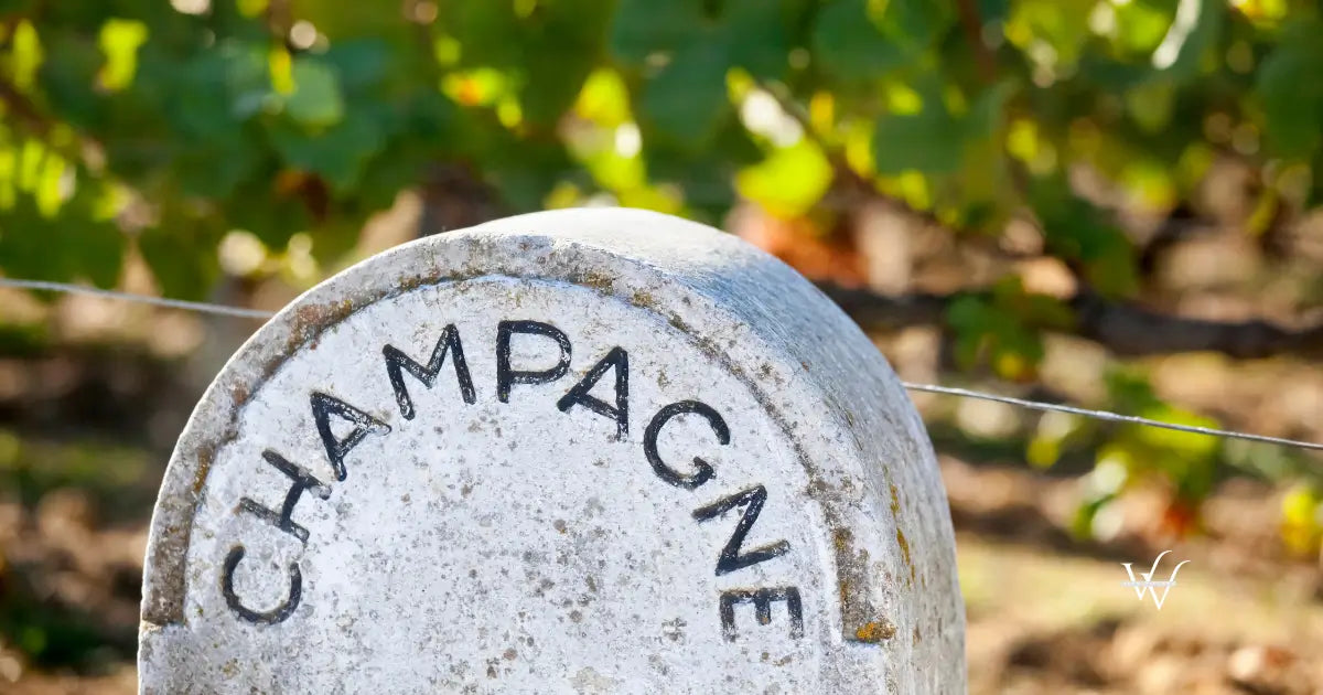 stone champagne vineyard sign